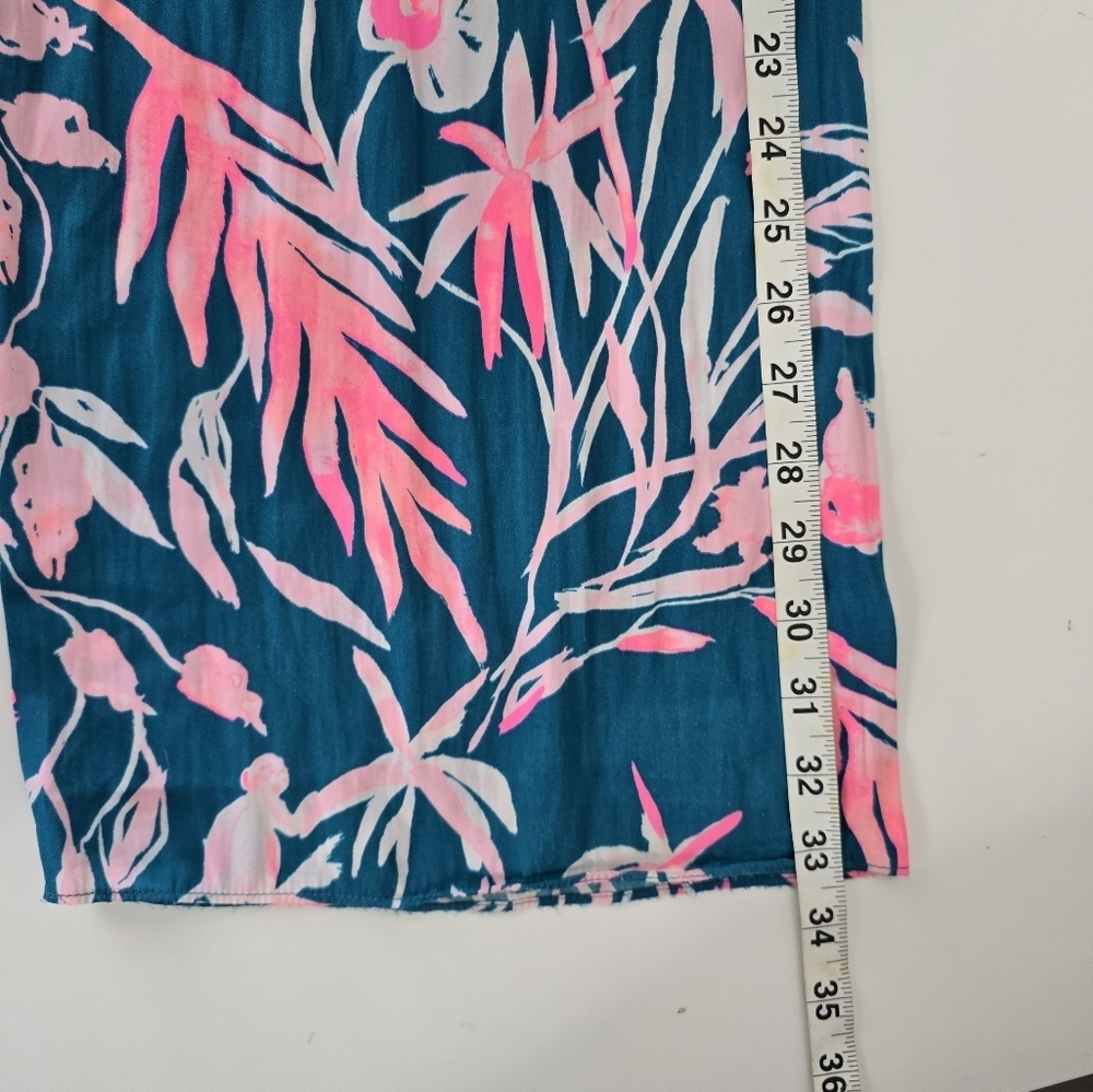 Lilly Pulitzer Emilea Jumpsuit S Tidal Wave Prme Time Print Ruffles Wide Leg - Picture 11 of 14